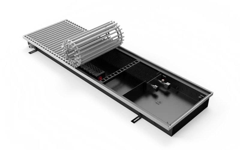 Конвектор Vitron c принудительной конвекцией c вентилятором 24В (глубина 65 мм, ширина 300 мм, длина 700 мм) c декоративной J-окантовкой и решеткой