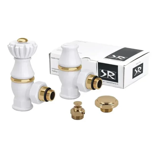Комплект SR Rubinetterie серия "Liberty" 1/2” x 3/4” угловой, цвет белый RAL9010