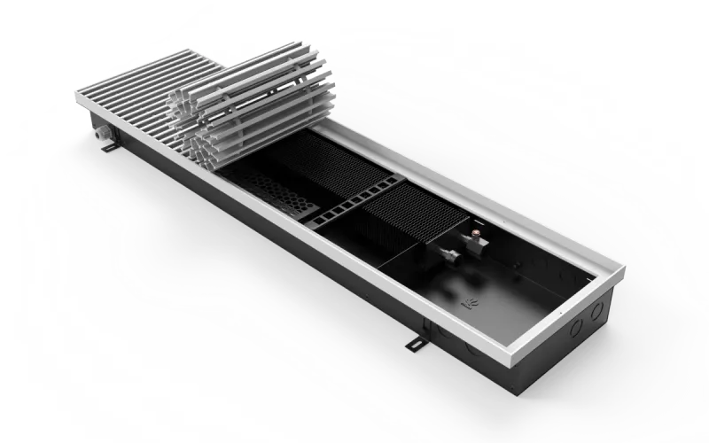 Конвектор Vitron c принудительной конвекцией c вентилятором 24В (глубина 90 мм, ширина 260 мм, длина 700 мм) c декоративной L-рамкой и решеткой