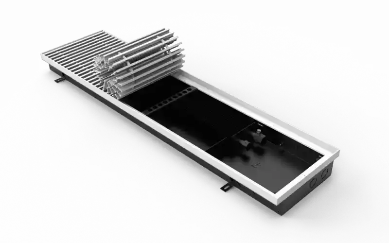 Конвектор Vitron с естественной конвекцией без вентилятора (глубина 75 мм, ширина 260 мм, длина 600 мм) c декоративной L-рамкой и решеткой