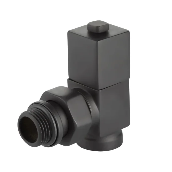 Набор дизайн-вентилей Royal Thermo CUBE, угловой (черный) 1/2