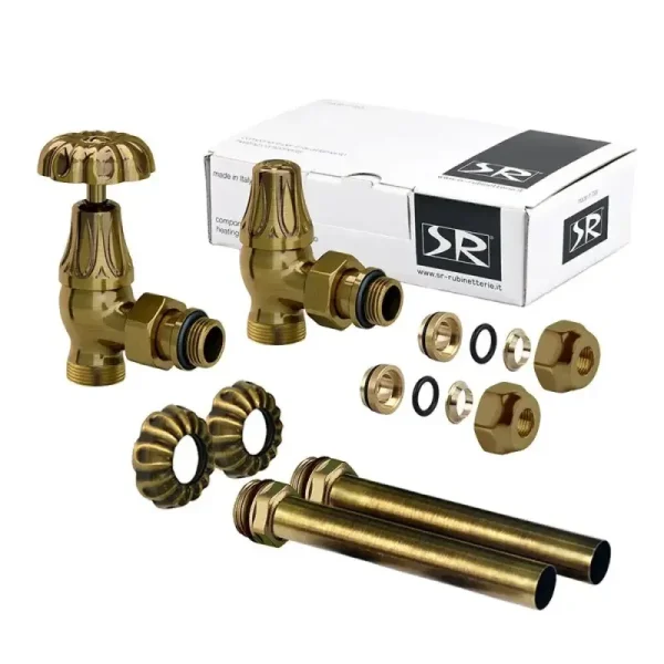 Комплект угловых вентилей SR Rubinetterie Floral Old Style 1/2” x 24/19, цвет бронза