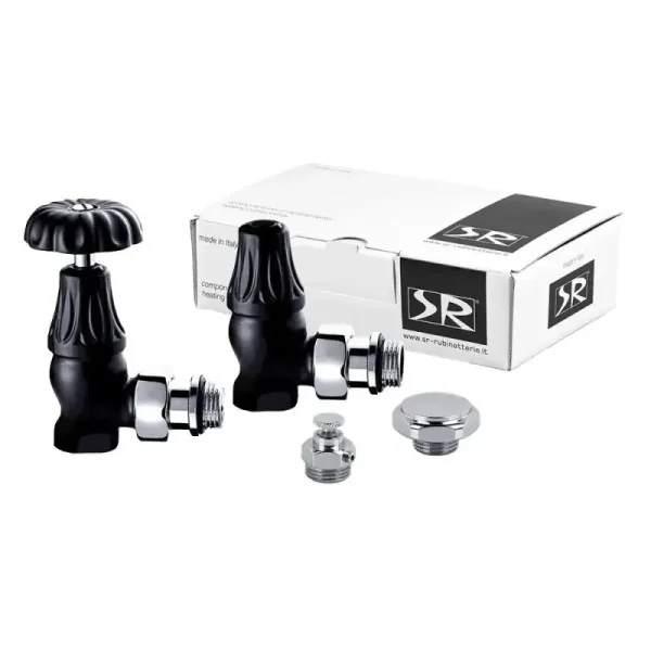 Комплект SR Rubinetterie серия Floral Old Style 1/2" угловой цвет черный матовый