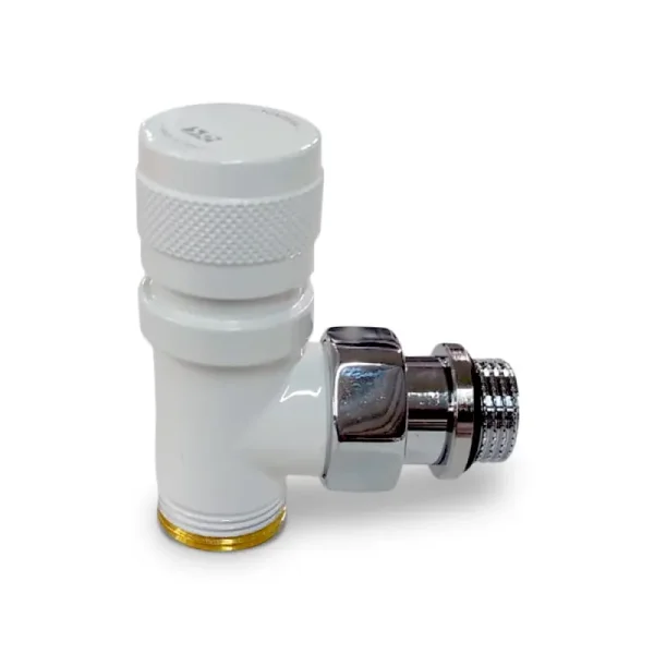 Вентиль угловой SR Rubinetterie Tondera 1/2"x3/4"E, преобразуемый в термостатический, цвет белый