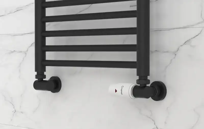 Автоматический терморегулятор 3D правый G 1/2" НР х G 3/4" НГ (набор) (Тёмный титан муар - Белый)