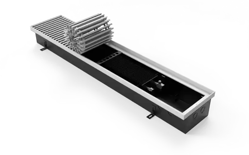 Конвектор Vitron с естественной конвекцией без вентилятора (глубина 110 мм, ширина 200 мм, длина 600 мм) c декоративной L-рамкой и решеткой