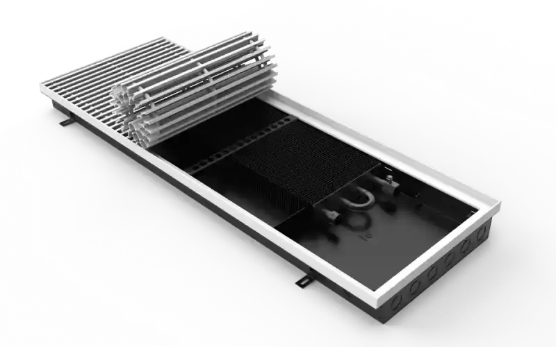 Конвектор Vitron с естественной конвекцией без вентилятора (глубина 75 мм, ширина 360 мм, длина 600 мм) c декоративной L-рамкой и решеткой