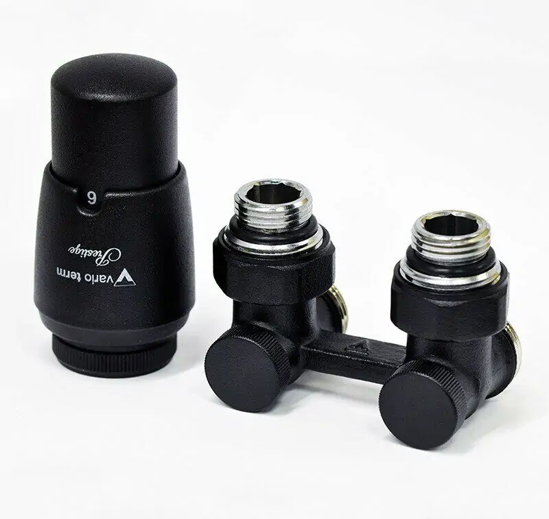 Комплект угловой VARIO TERM Premium Eleganckie с термоголовкой Prestige 3/4 Евроконус (черный структурный)