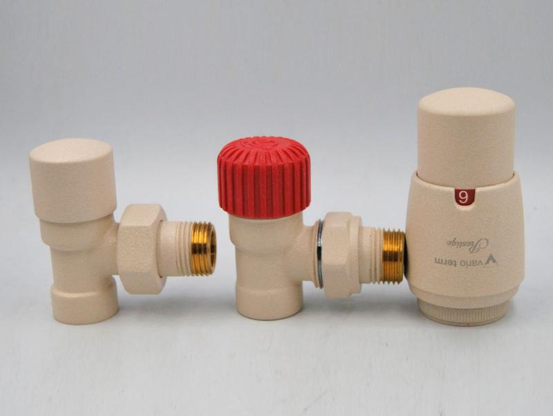 Комплект угловой VARIO TERM Royal c термоголовкой Prestige (структурный песочный)